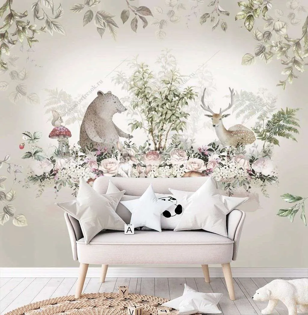 Фотообои в интерьере лес в сказочном стиле  13-573 фото