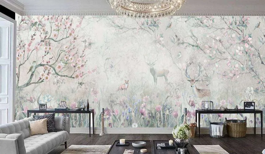 Фотообои в интерьере цветущая поляна  13-060 фото