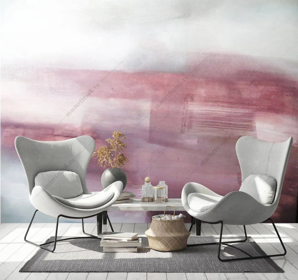 Фотообои Розовый и серый абстрактная живопись  9-1228