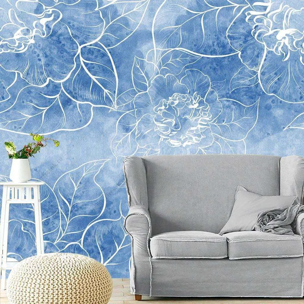 Фотообои в интерьере голубые розы  9-1178 фото