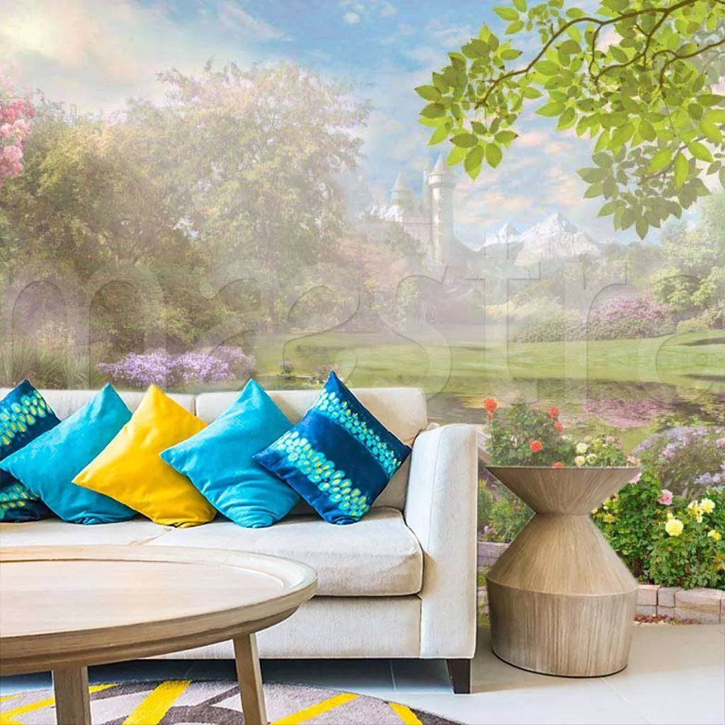 Фотообои Парк с замком и озером  6-062