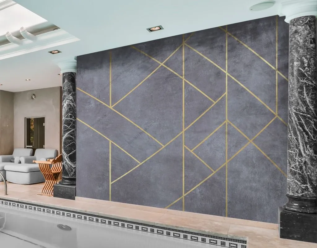 Фотообои в интерьере геометрия на бетоне  9-1609 фото