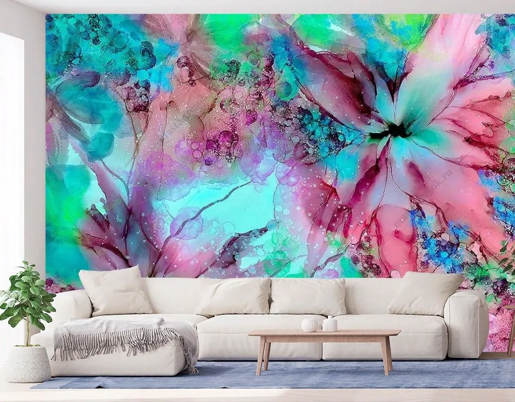 Фотообои в интерьере акварель абстракция    9-1890 фото