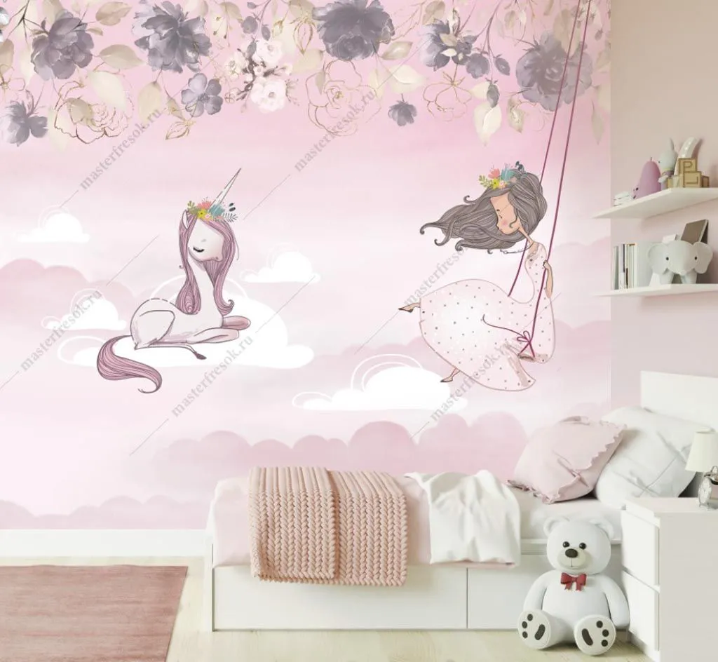 Фотообои Девочка с единорогом  14-438