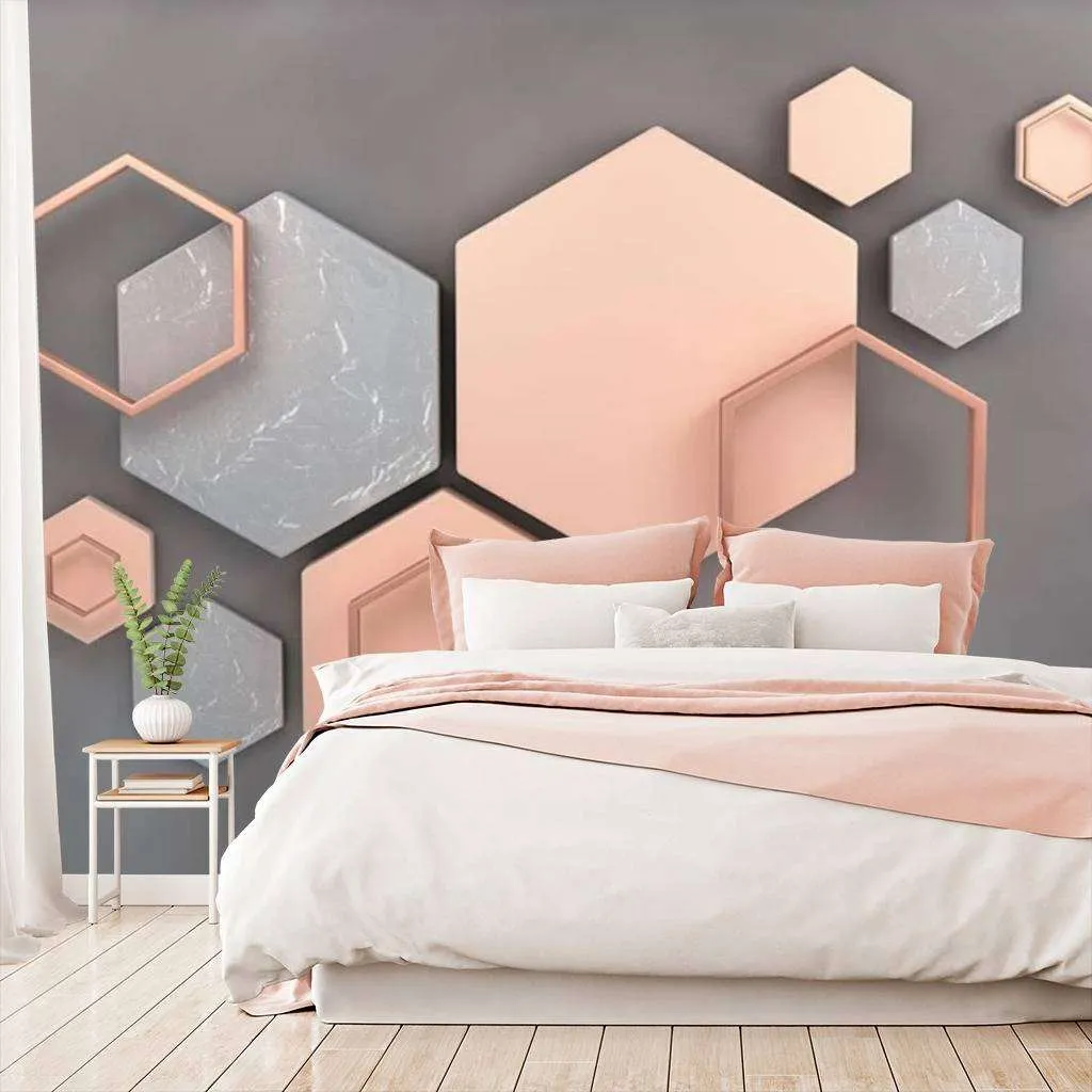 Фотообои в интерьере 3д стереоскопические розовые  15-364 фото