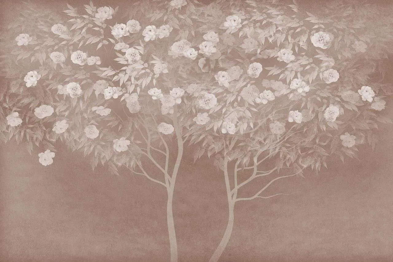 Фотообои в интерьере дерево цветущее ретро  13-585 фото