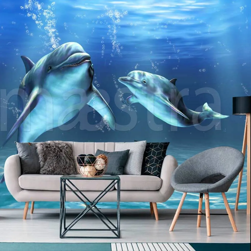 Фотообои Два дельфина под водой  3-089