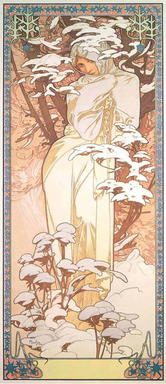 Фотообои в интерьере альфонс мариа муха – зима  8-201 фото