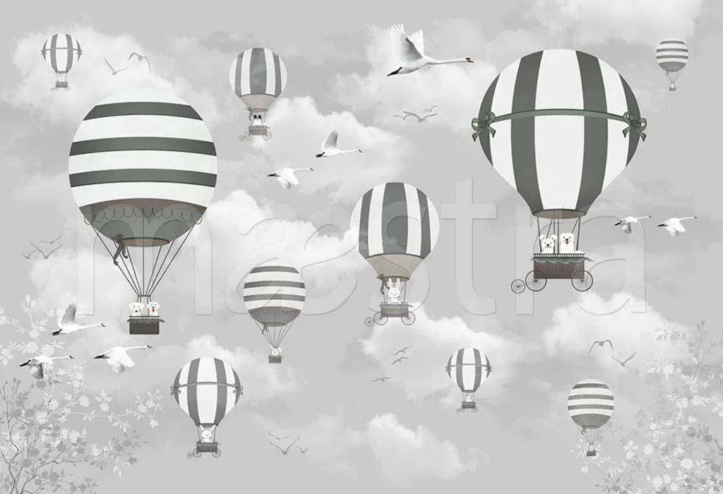 Фотообои в интерьере воздушные шары серые  15-079 фото