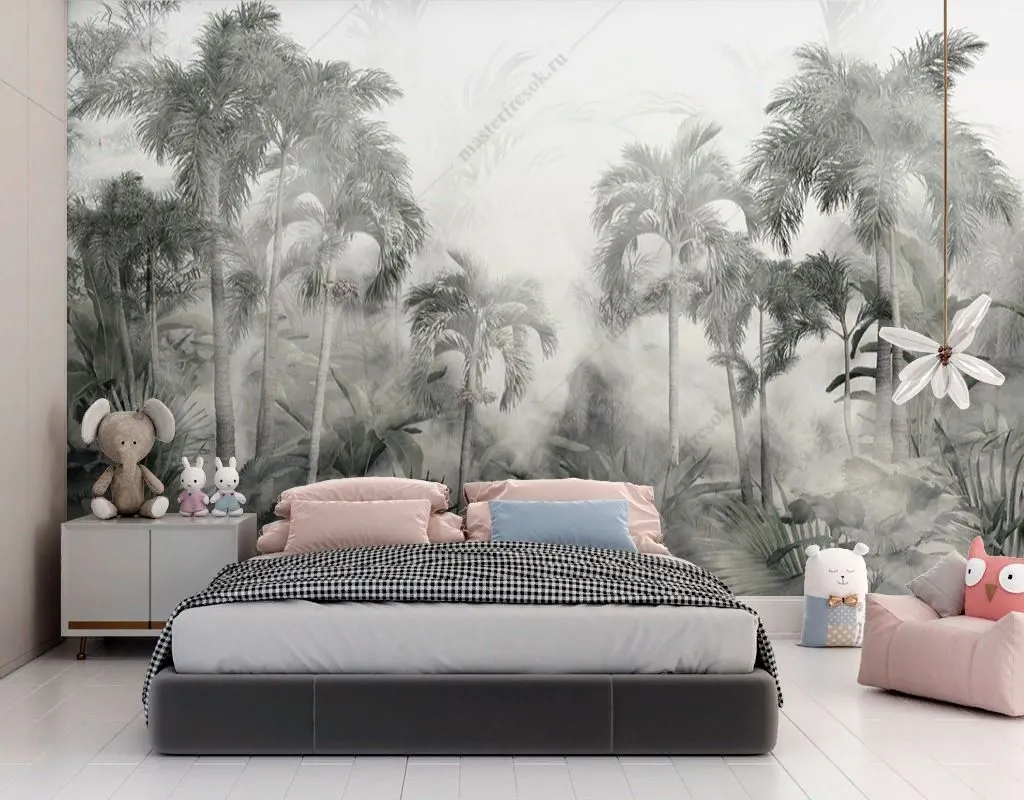 Фотообои Тропический лес в сером цвете  9-1703