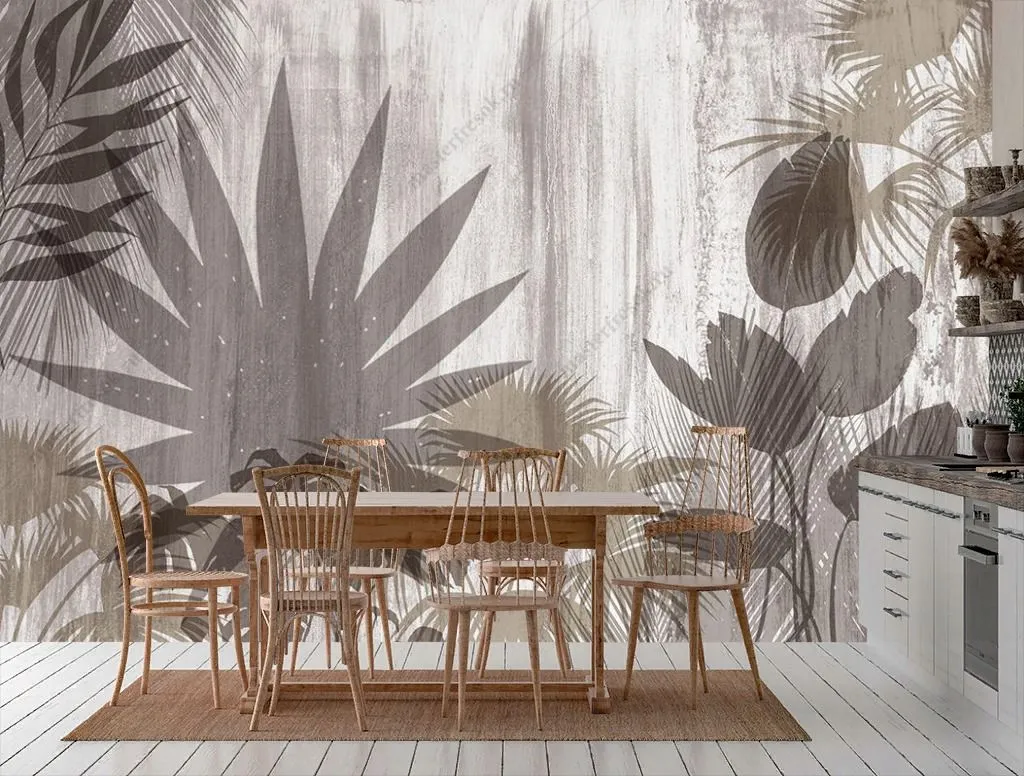 Фотообои в интерьере листья папоротника коричневые  9-1755 фото