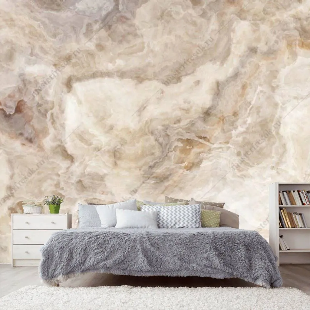 Фотообои в интерьере флюид арт мрамор бежевый  9-1001 фото