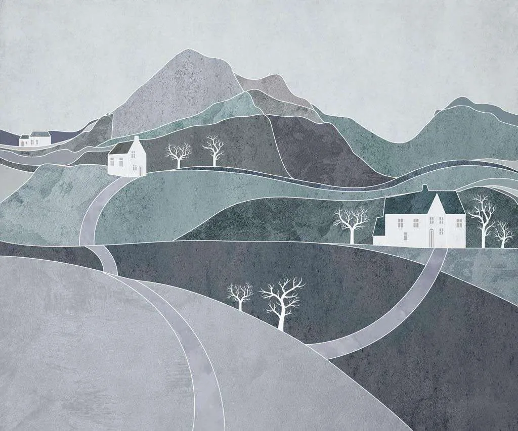 Фотообои в интерьере холмистый пейзаж  12-1315 фото