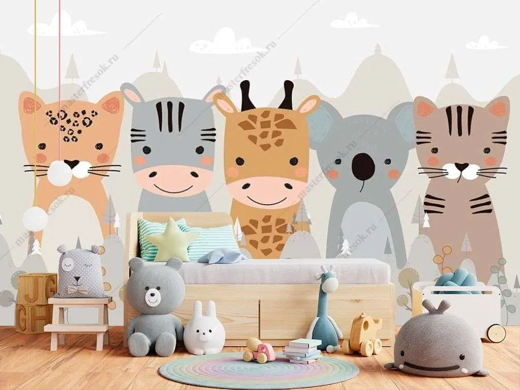 Фотообои в интерьере милые животные  14-317 фото