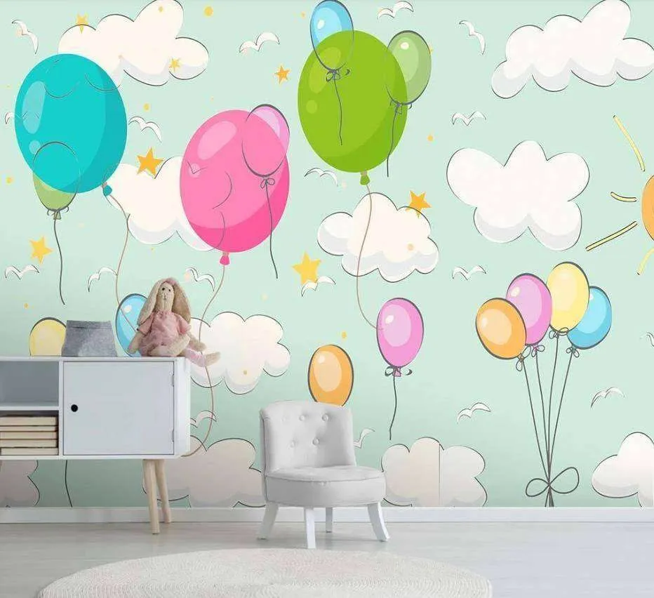 Фотообои в интерьере запускаем воздушные шарики  15-256 фото