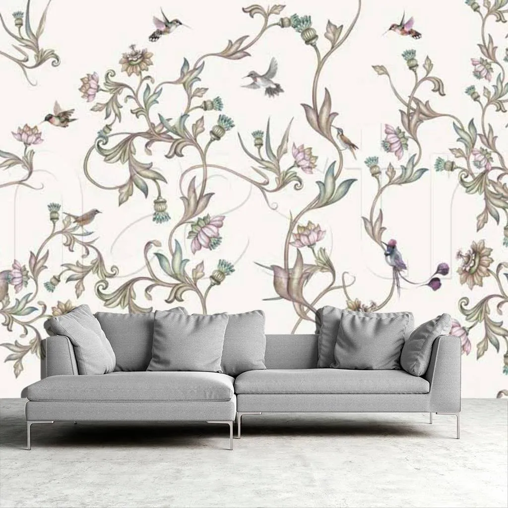 Фотообои в интерьере цветочные мотивы  7-381 фото