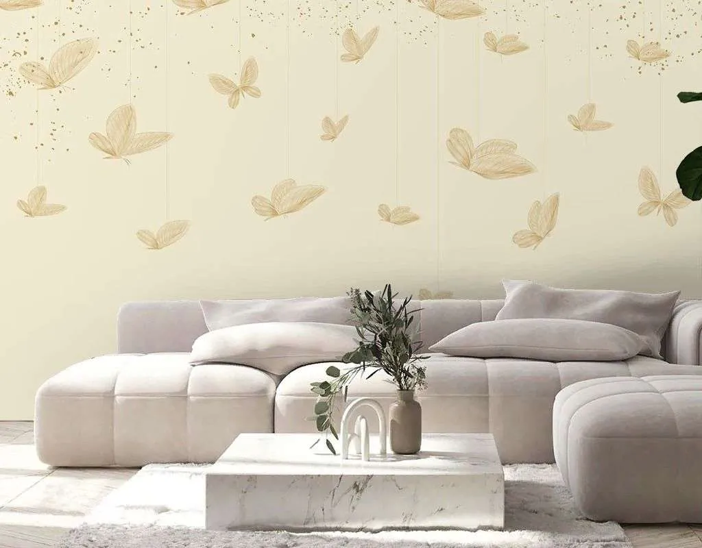 Фотообои в интерьере бабочки золотые  9-2111 фото