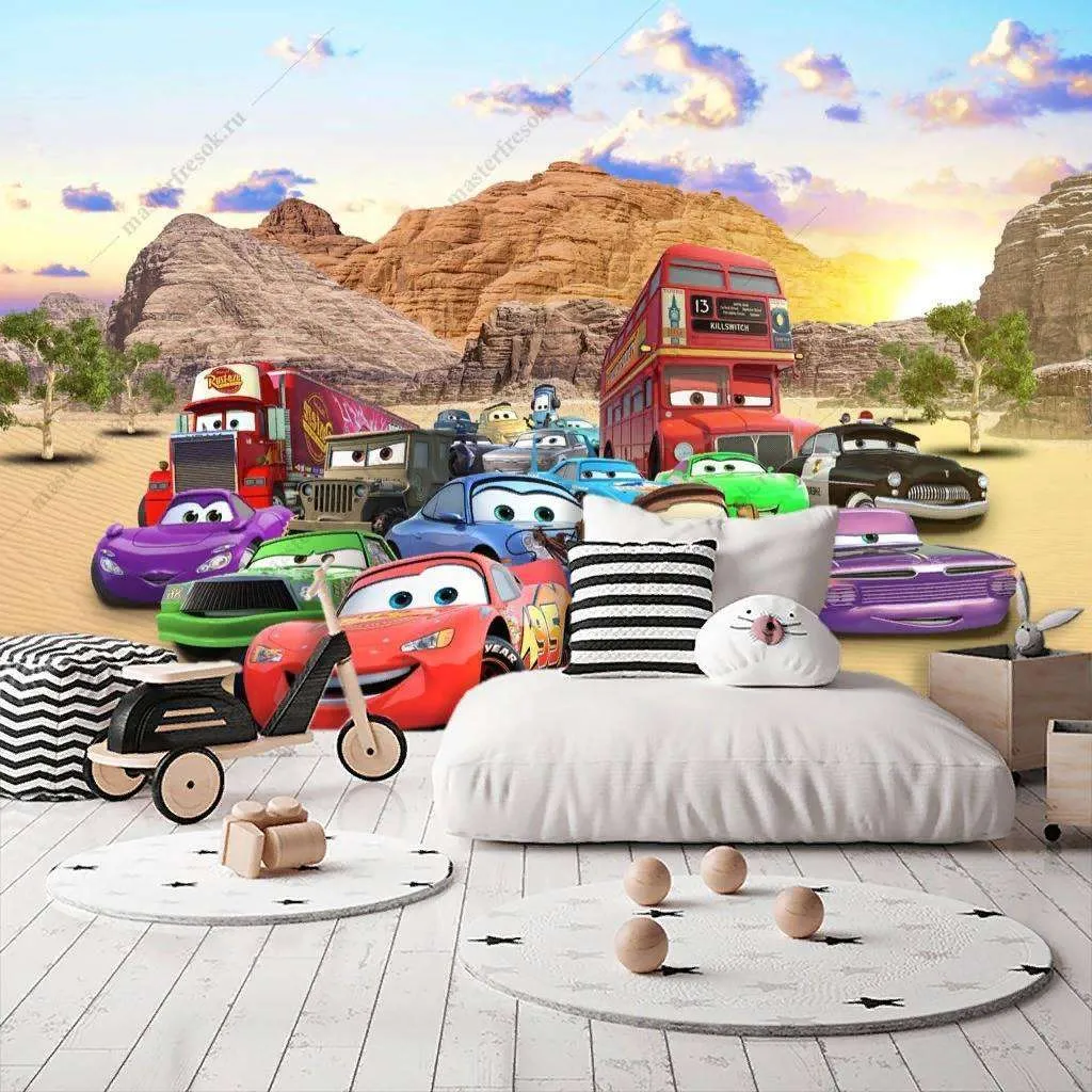 Фотообои в интерьере тачки на фоне гор  14-162 фото