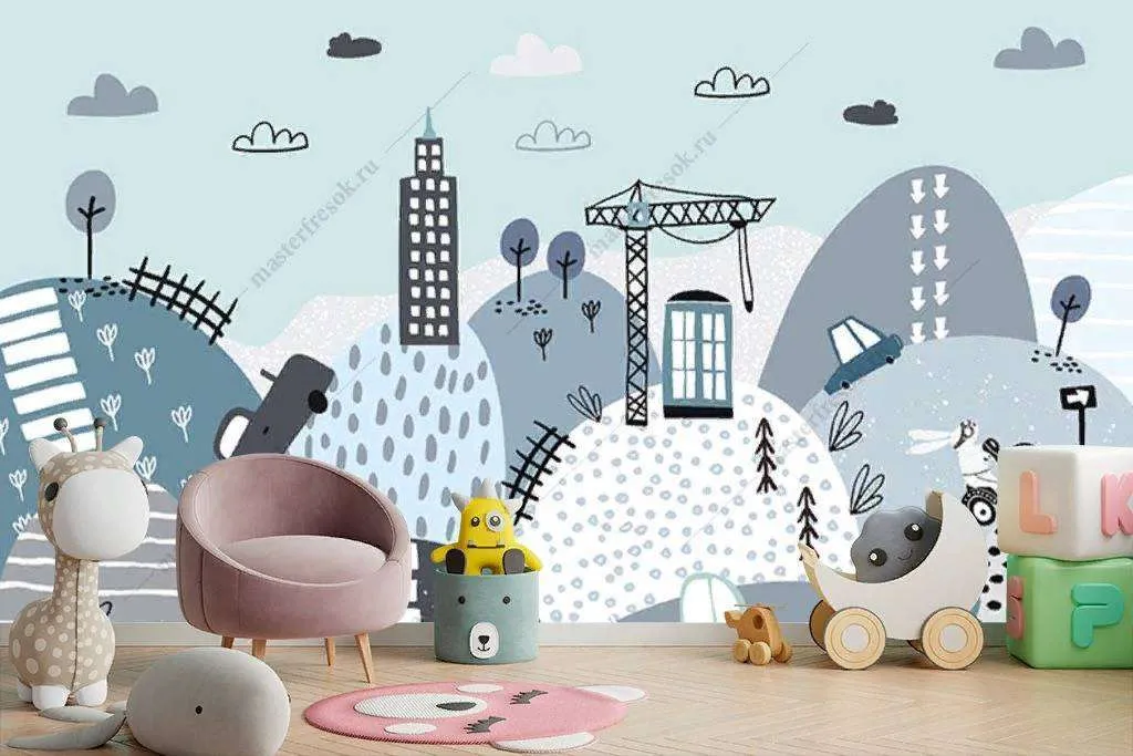 Фотообои в интерьере сказочный город в горах  12-1022 фото