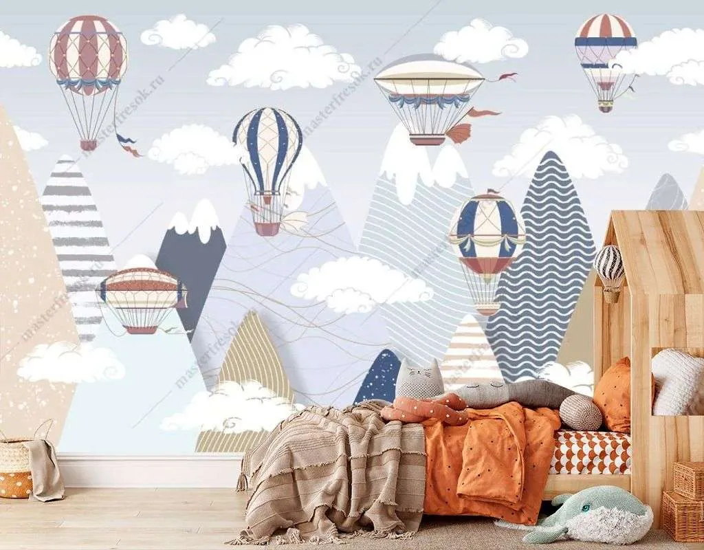 Фотообои в интерьере белые облака в горах  12-1448 фото