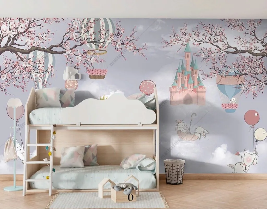 Фотообои Принцесса в облаках и замок  12-1490