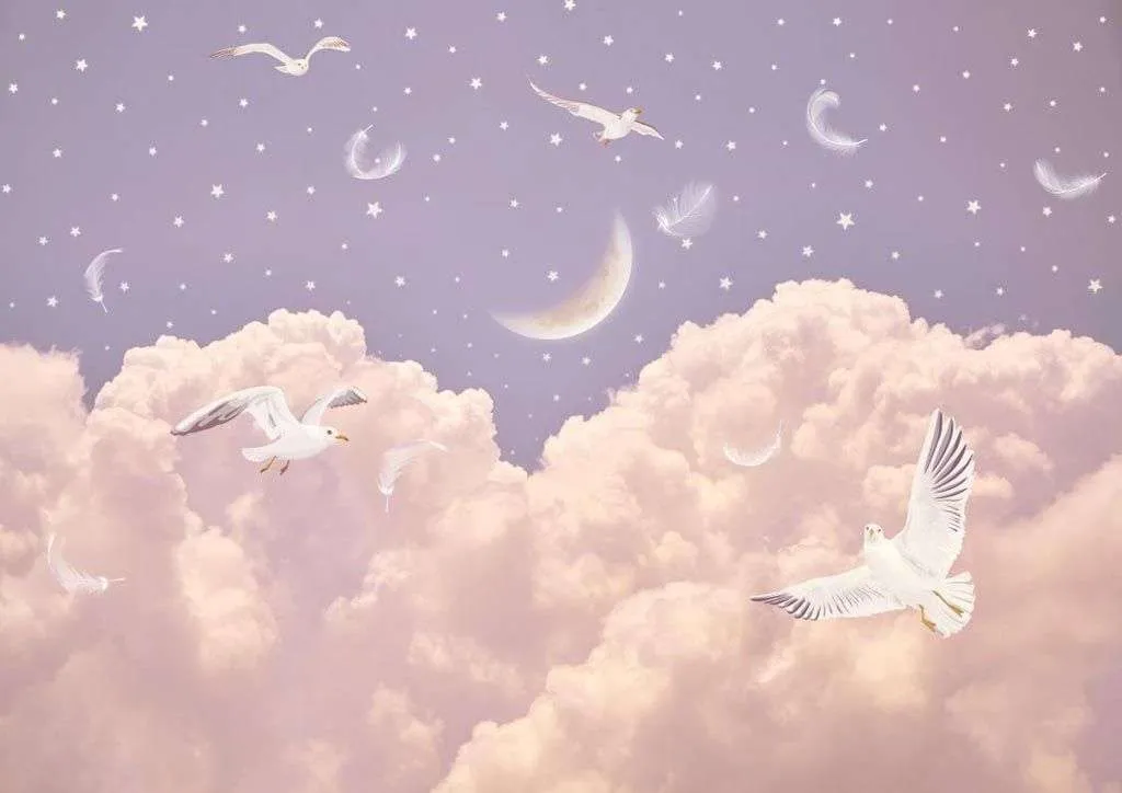 Фотообои в интерьере нежные розовые облака  12-1298 фото