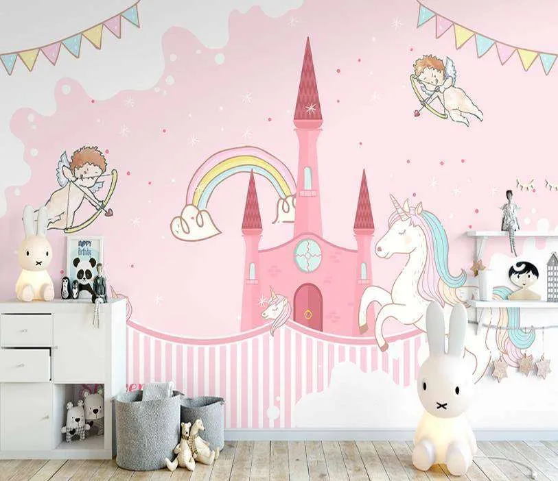 Фотообои в интерьере замок и единорог  15-346 фото