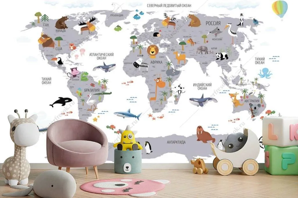 Фотообои Карта мира для самых маленьких  12-1183