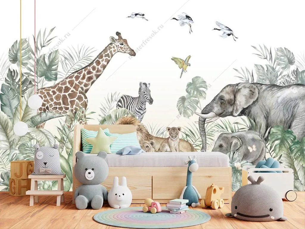 Фотообои в интерьере детская сафари джунгли  14-452 фото