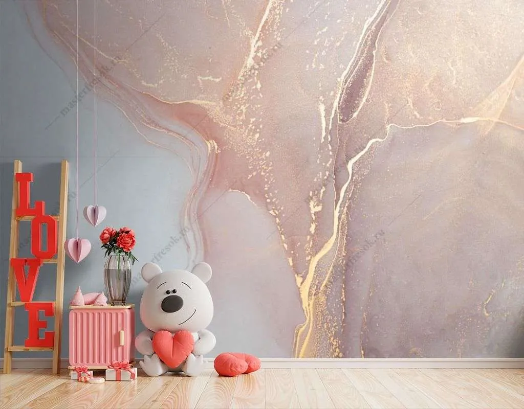 Фотообои в интерьере золотые линии мрамора  9-1571 фото