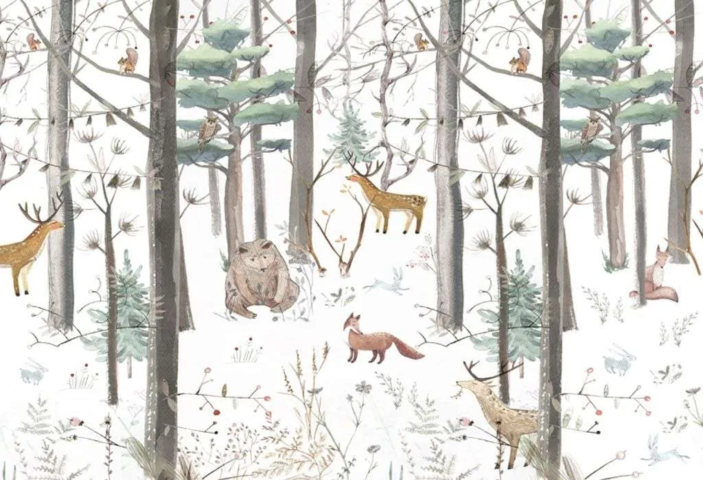 Фотообои в интерьере зимний лес  12-941 фото