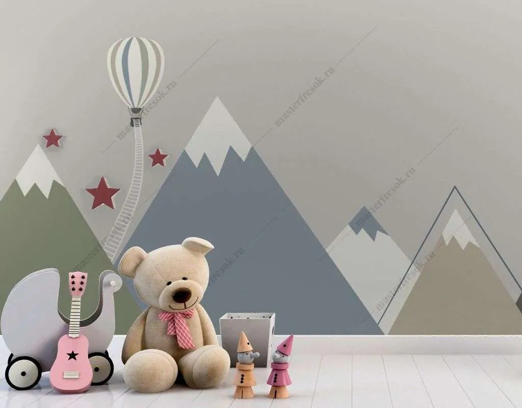 Фотообои в интерьере разноцветные горы  14-497 фото