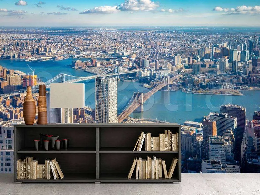 Фотообои в интерьере панорама сверху на нью йорк  9-840 фото
