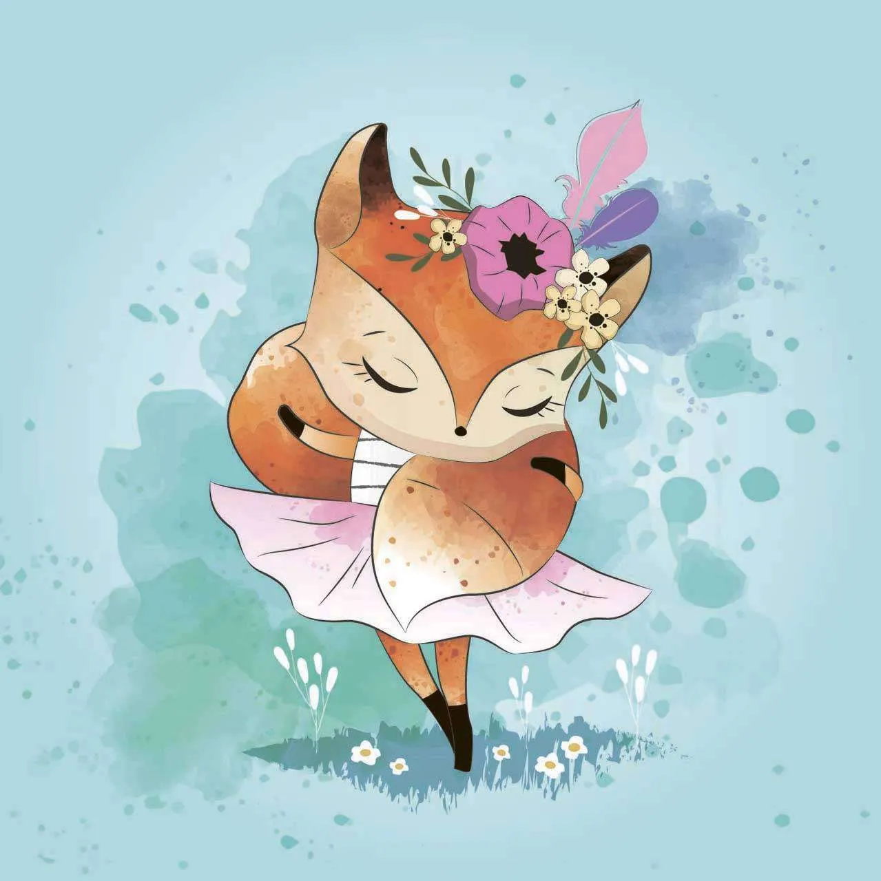 Фотообои в интерьере лисичка балерина  12-470 фото