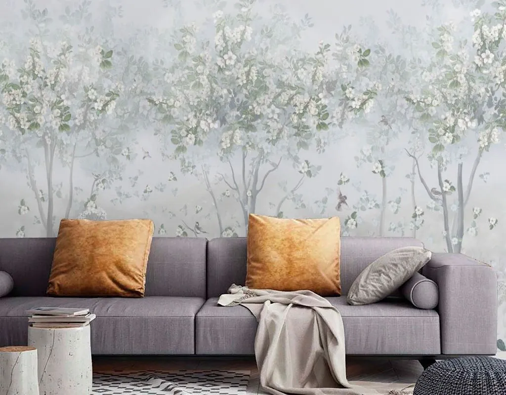 Фотообои в интерьере лес светлый зеленый  13-709 фото