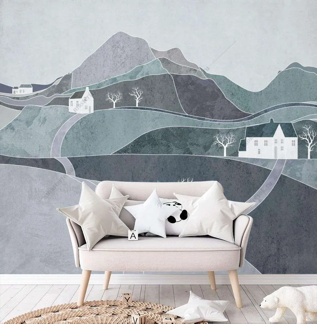 Фотообои в интерьере холмистый пейзаж  12-1315 фото