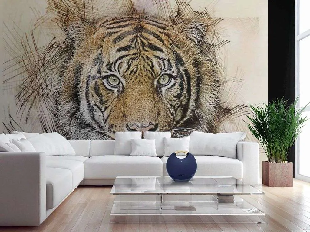 Фотообои в интерьере амурский тигр  17-4298 фото