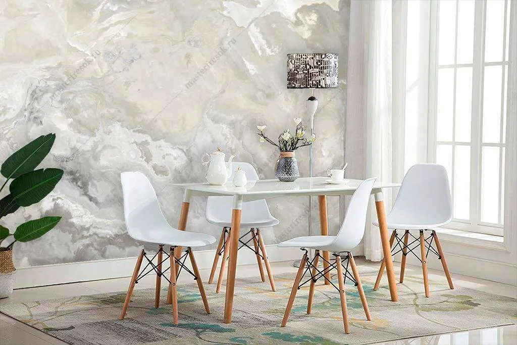 Фотообои в интерьере мрамор светло бежевый  9-1072 фото