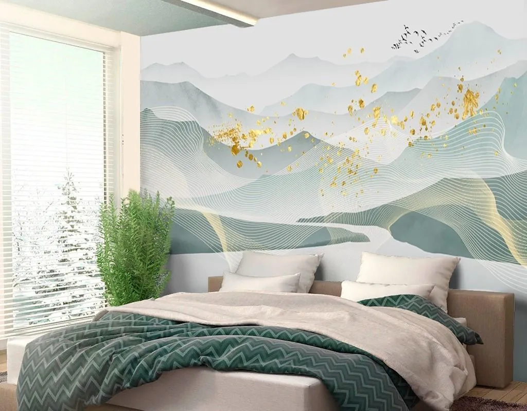 Фотообои Горы зеленые в золотистой дымке  9-1998