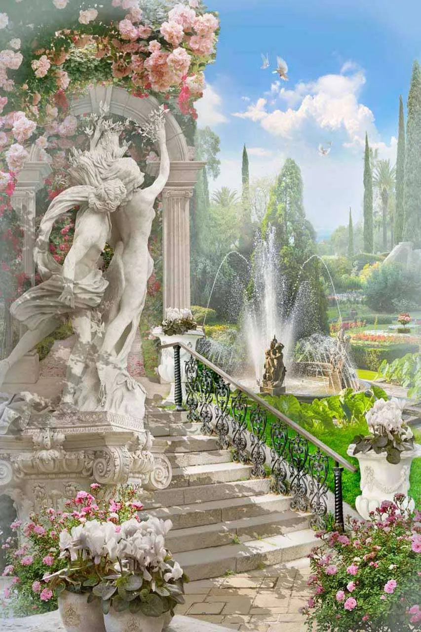 Фотообои в интерьере праздничный фонтан  7-335 фото