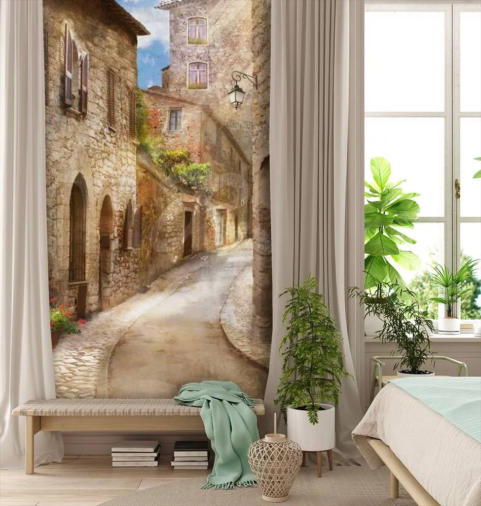 Фотообои Бежевая улочка с фонарем  11-183