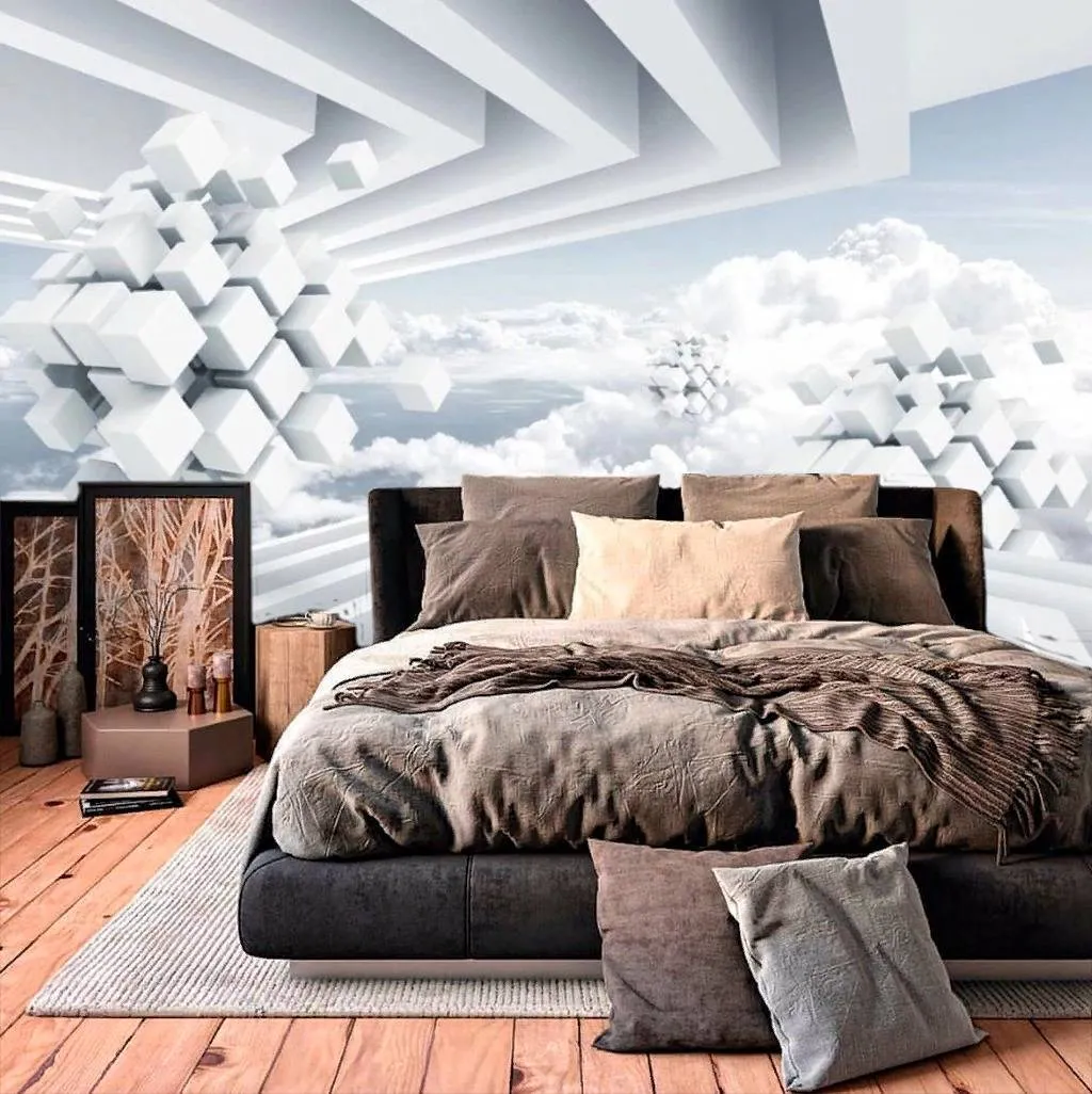 Фотообои в интерьере геометрия в облаках  15-722 фото