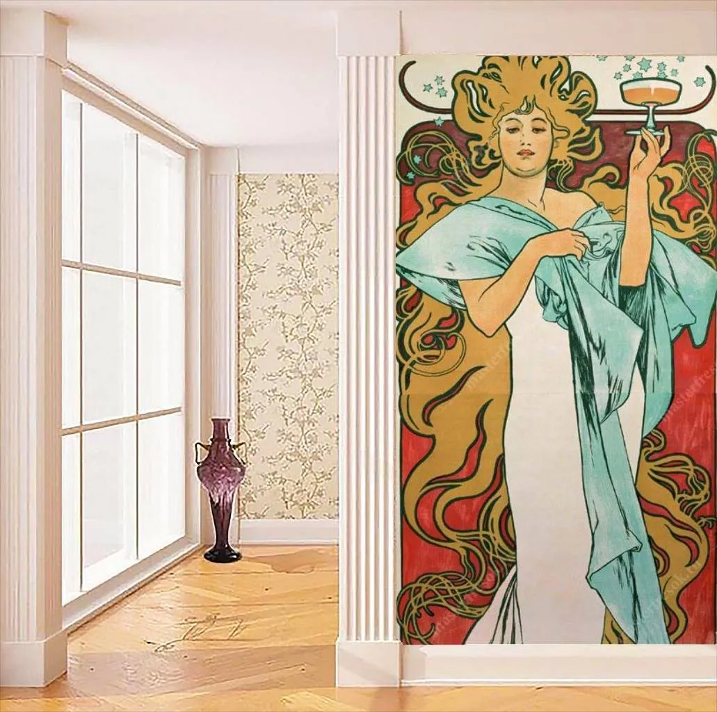 Фотообои Альфонс Мариа Муха - Рекламный плакат шампанского  8-217