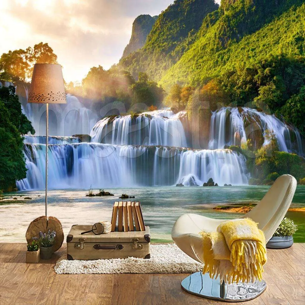 Фотообои в интерьере водопад каобанг, вьетнам  9-907 фото