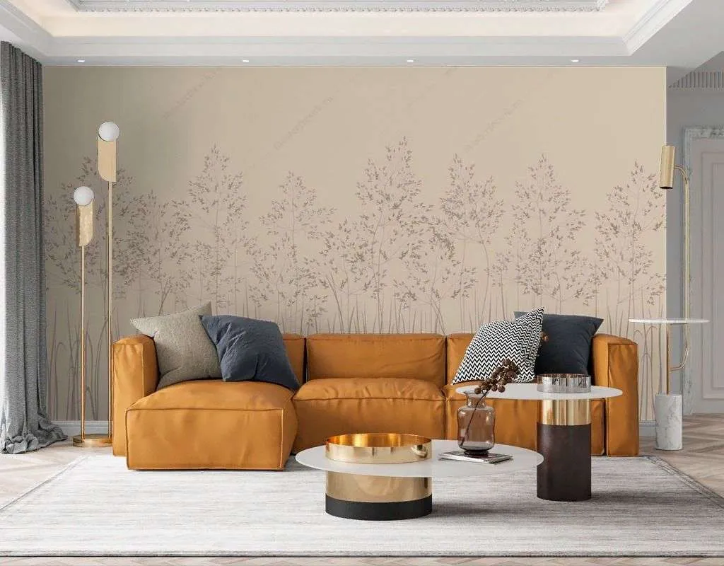 Фотообои в интерьере колоски на бежевом фоне  13-518 фото