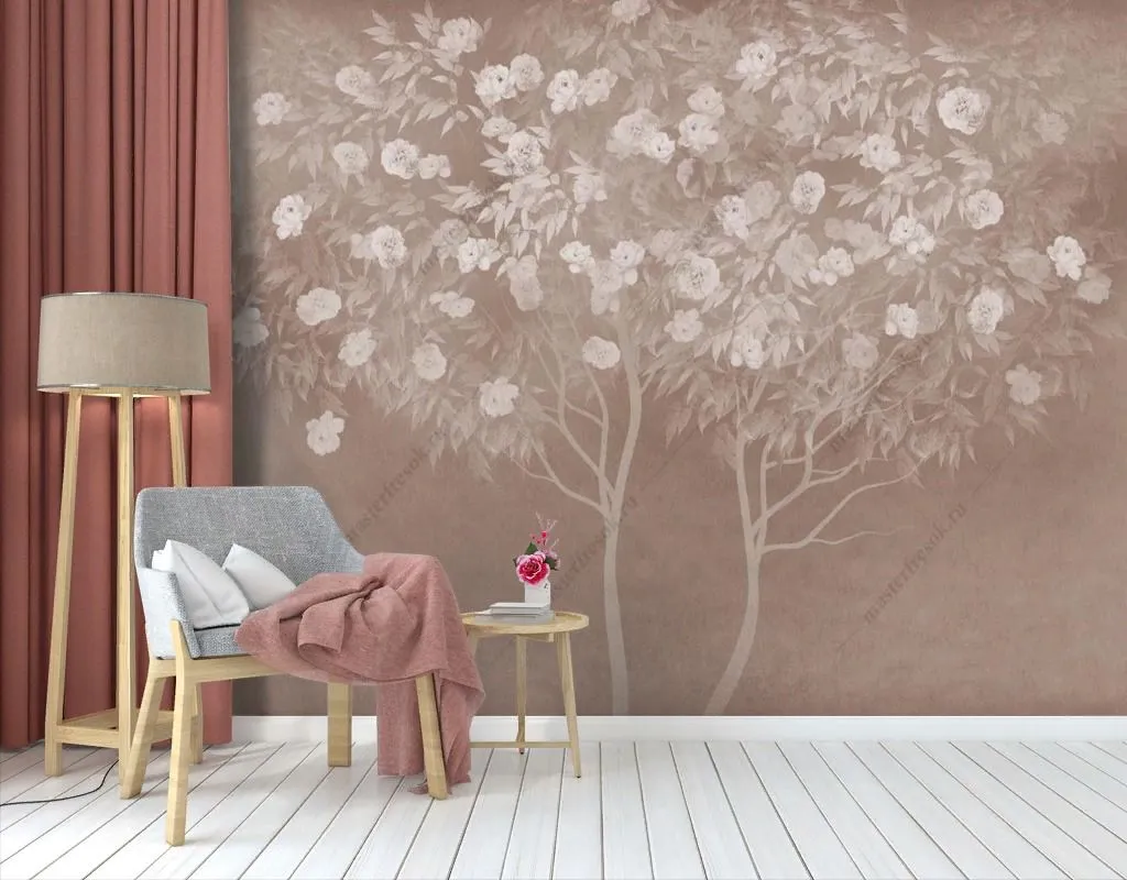 Фотообои Дерево цветущее ретро  13-585