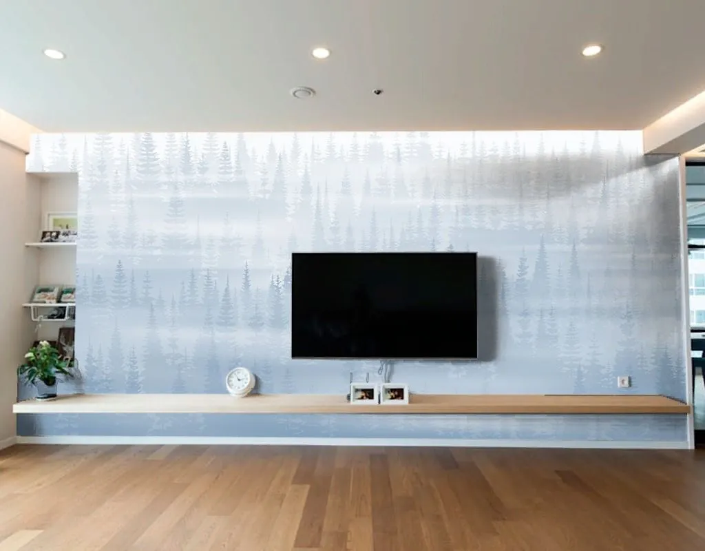 Фотообои в интерьере фон лес туманный  9-2032 фото