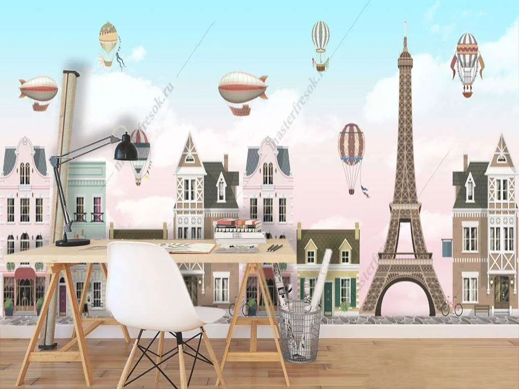 Фотообои в интерьере домики амстердам и шары  12-920 фото