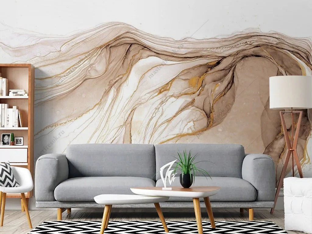 Фотообои в интерьере флюид арт сепия   14-708 фото