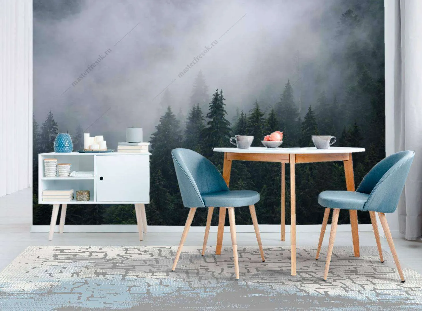 Фотообои в интерьере туманные леса  9-1172 фото